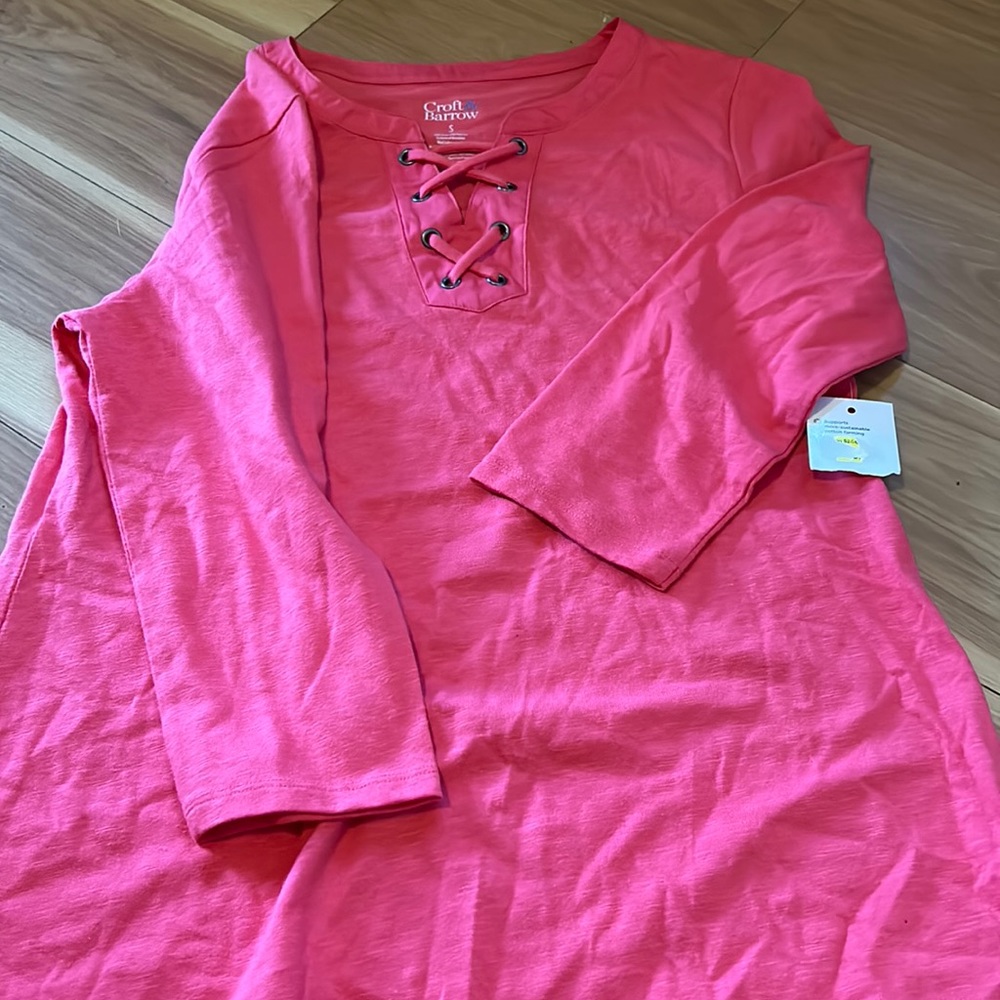 Size small pink long sleeve shirt new with tags